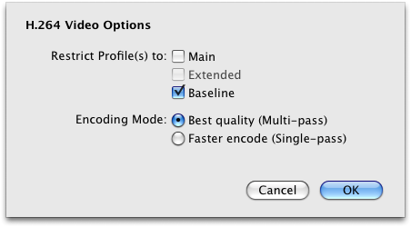 H.264 Video Options
