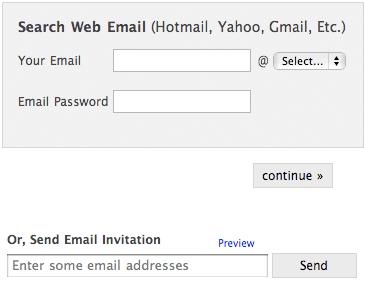 Enter your email address and password or send email invitations