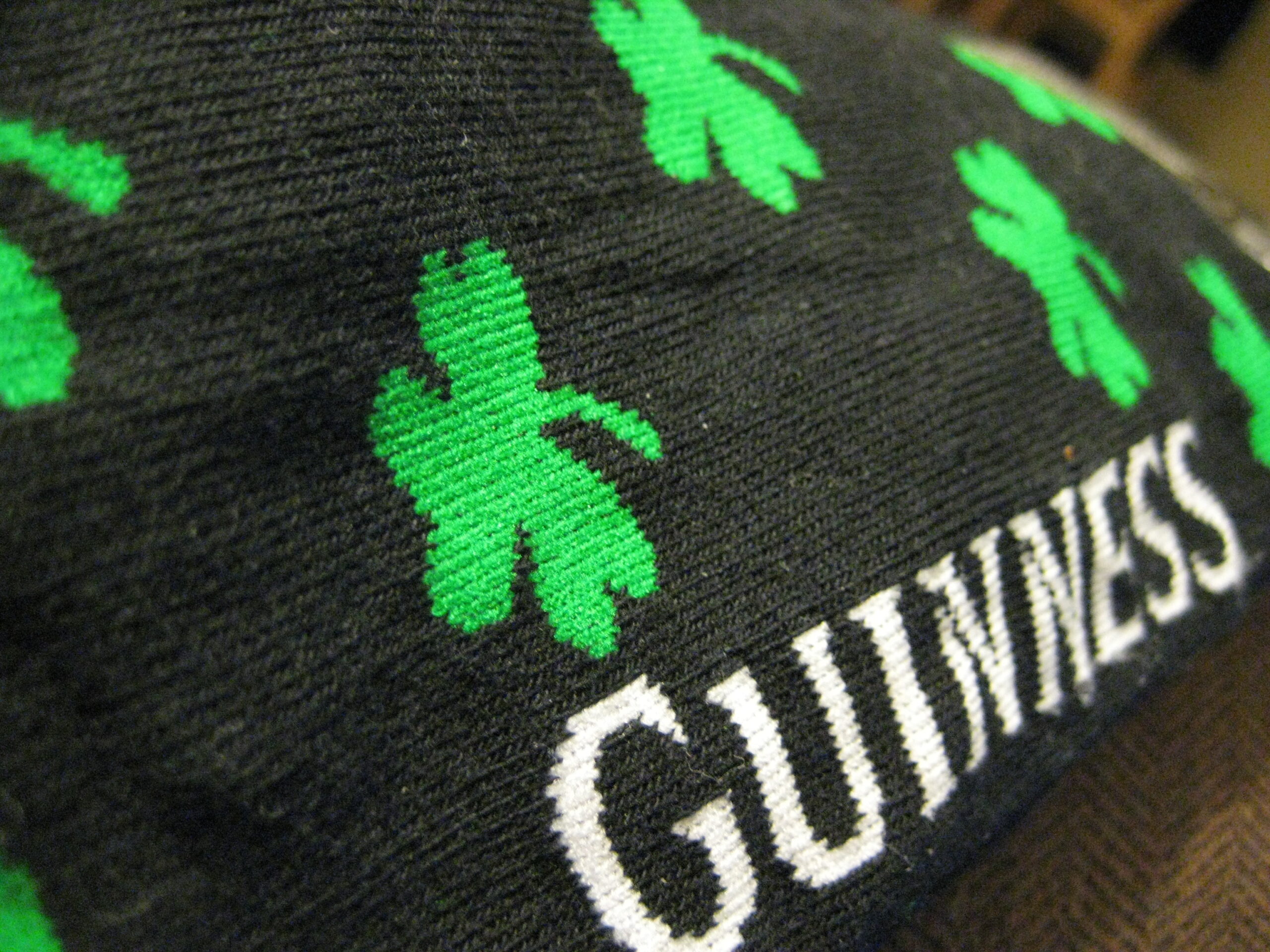 sock with shamrocks and the Guinness logo
