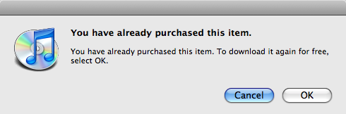 You have already purchased this item. To download it again for free, select OK.