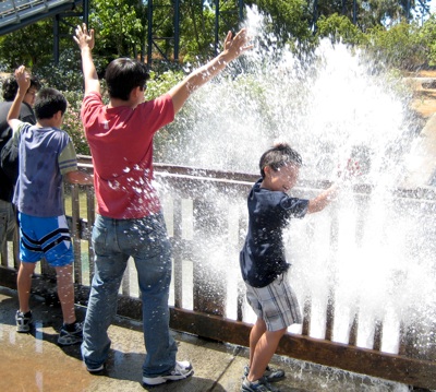 Reid and David getting splashed