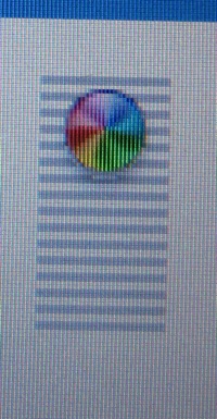 OS X beach ball with horizontal lines behind it
