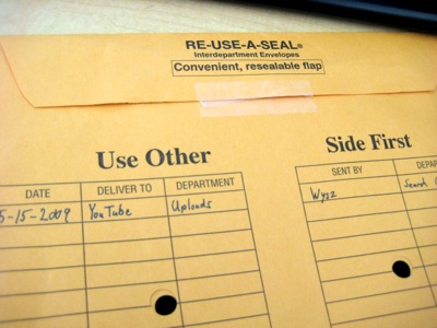 inter-office envelope addressed to YouTube