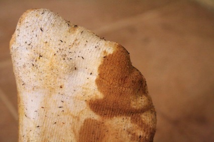 closeup of dirty sock