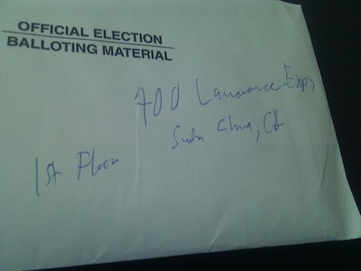 address written on the back of an envelope
