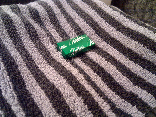 Andes mint sitting on a towel