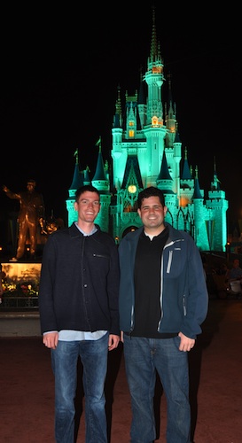 Michael and Brendan in front of Cinderella's Castle at Walt Disney World