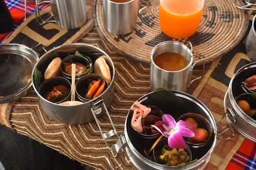 Lunch, including an edible orchid.
