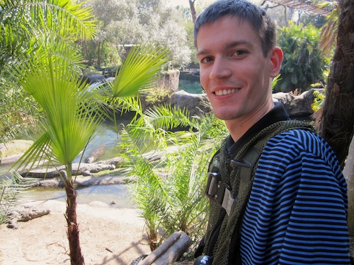 Michael Wyszomierski in front of crocodiles