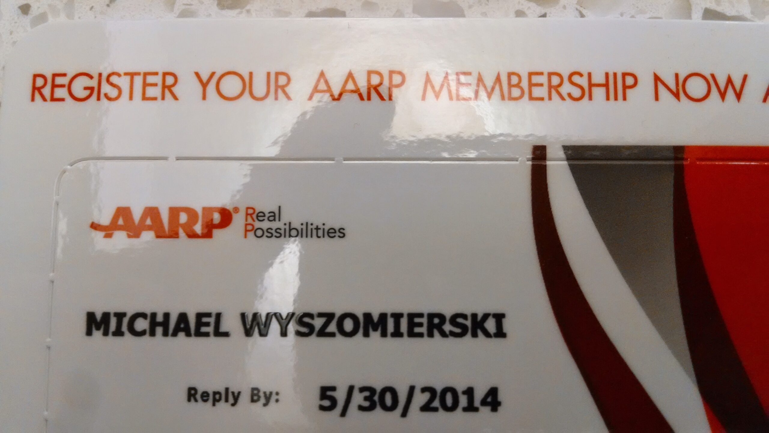 AARP card for Michael Wyszomierski