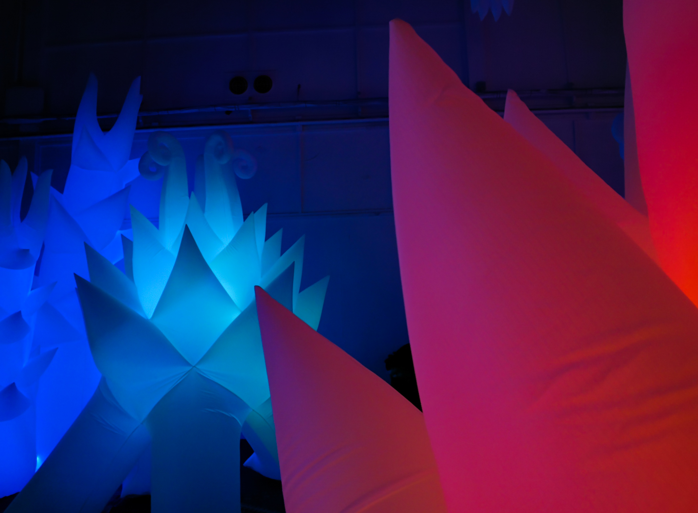 Inflated colored light sculptures